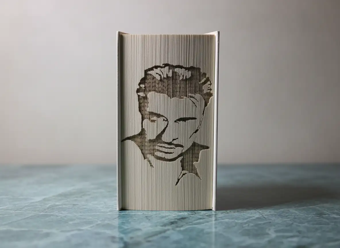 Johnny Hallyday. Livre plié et découpé à la main