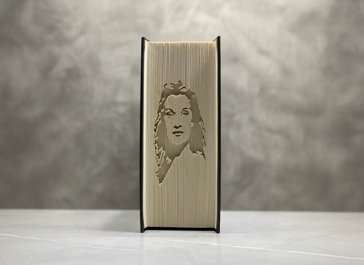 Céline Dion. Livre plié et découpé à la main