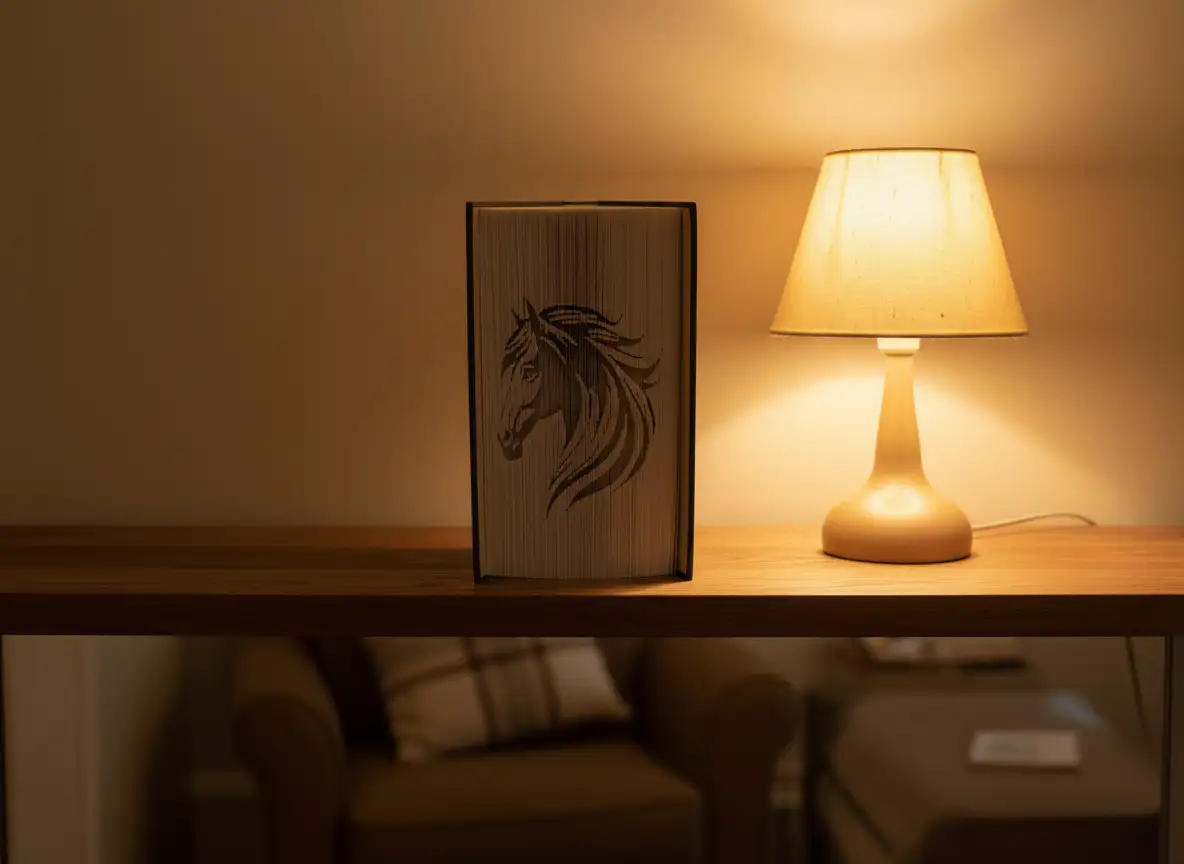 Cheval. Livre plié et découpé à la main